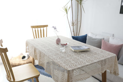 Bulk Boho Handmade Crochet Square Tablecloth for Dinning Tabletop Decor Wholesale