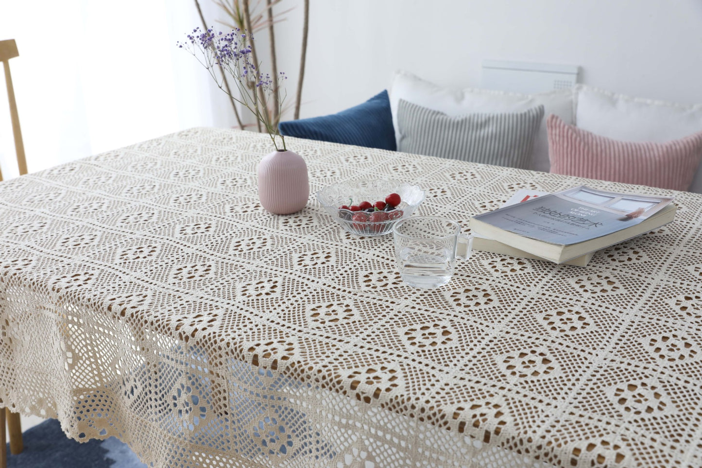 Bulk Boho Handmade Crochet Square Tablecloth for Dinning Tabletop Decor Wholesale
