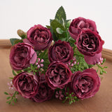 Bulk 12" 5 Heads Artificial Peony Silk Flower Bouquet for Home Wedding Party Decor Wholesale