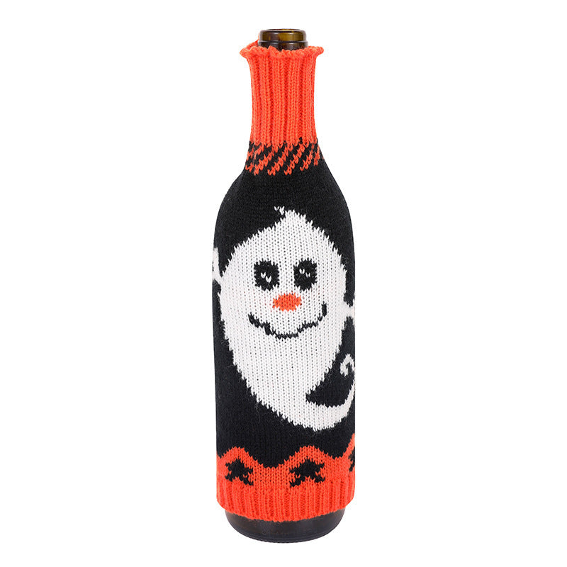 Bulk 5 Pcs Halloween Christmas Wine Bottle Covers Knitted Pumpkin Design for Holiday Decor Party Restaurant Decorations Wholesale