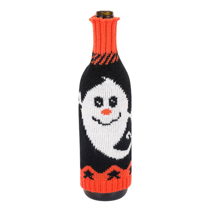 Bulk 5 Pcs Halloween Christmas Wine Bottle Covers Knitted Pumpkin Design for Holiday Decor Party Restaurant Decorations Wholesale