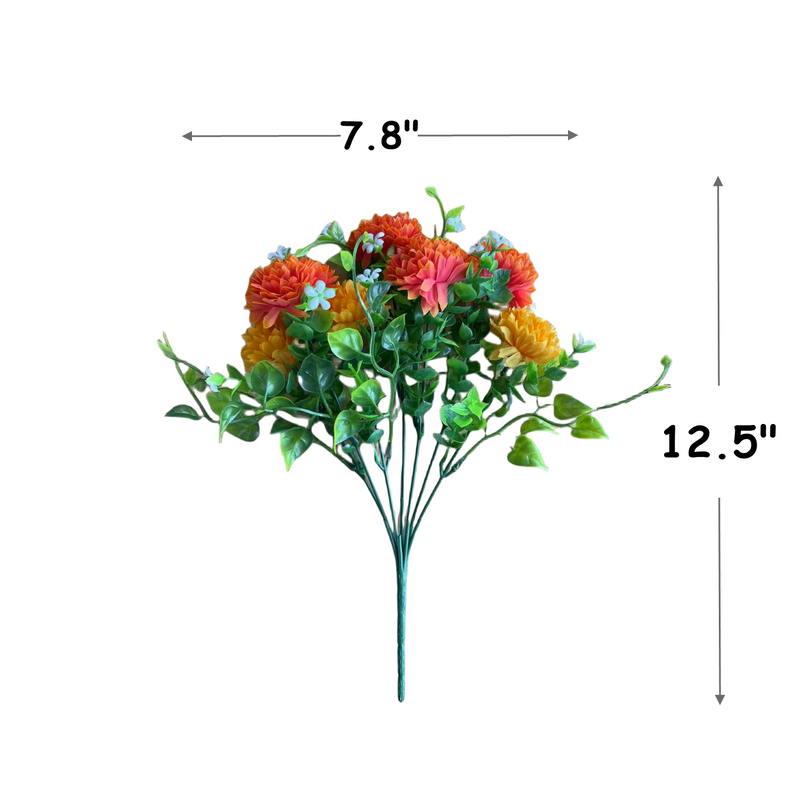 8 Bundles Artificial Chrysanthemum Flower Bushes for Outdoors, UV Resistant Fall Mum Plants