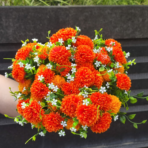 8 Bundles Artificial Chrysanthemum Flower Bushes for Outdoors, UV Resistant Fall Mum Plants