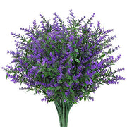 Artificial Greenery Plants Lavender Bulk 10 Pcs UV Resistant Shrubs for Outdoors Hanging Planters Window Box Indoor Decor