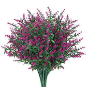 Artificial Greenery Plants Lavender Bulk 10 Pcs UV Resistant Shrubs for Outdoors Hanging Planters Window Box Indoor Decor