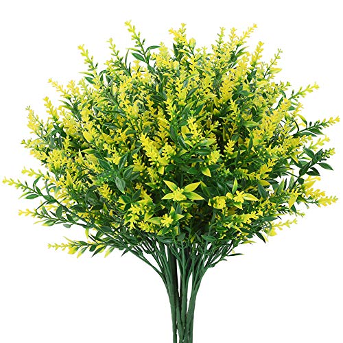 Artificial Greenery Plants Lavender Bulk 10 Pcs UV Resistant Shrubs for Outdoors Hanging Planters Window Box Indoor Decor