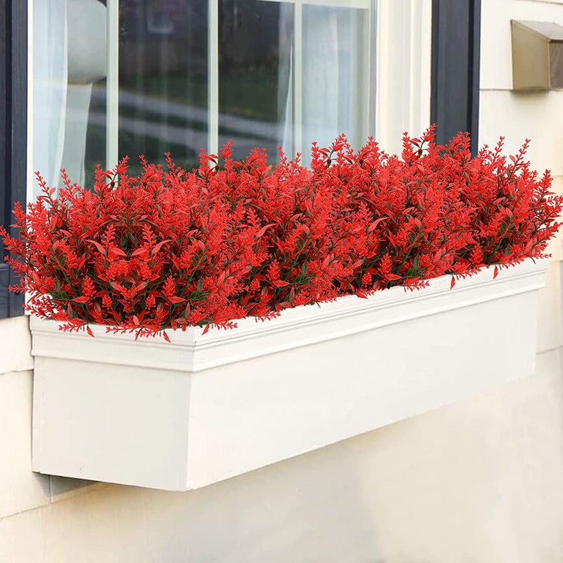 Artificial Greenery Plants Lavender Bulk 10 Pcs UV Resistant Shrubs for Outdoors Hanging Planters Window Box Indoor Decor