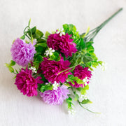 8 Bundles Artificial Chrysanthemum Flower Bushes for Outdoors, UV Resistant Fall Mum Plants