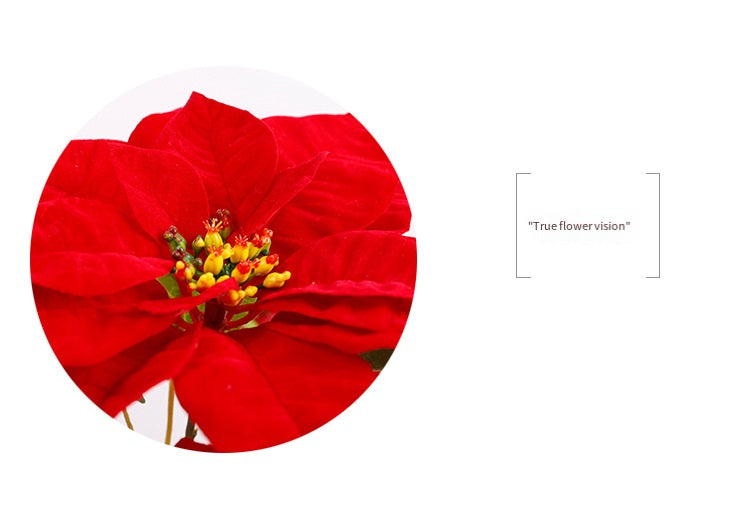 5 Sizes Bulk Artificial Velvet Poinsettia Stems Bushes Silk Christmas Flowers