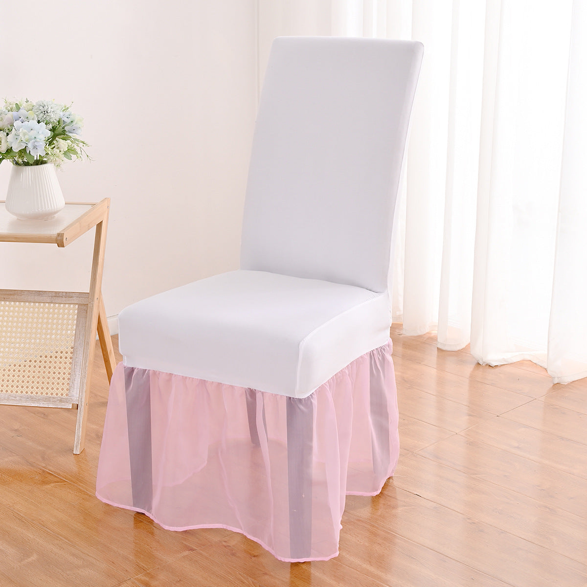 Bulk Milk Silk Gauze Skirt Chair Cover suitable for Hotel Restaurant Conference Banquet Wedding and Party Decoration Wholesale