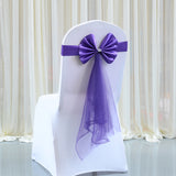 Bulk 10 Pcs Elasticity Chair Sashes Organza Bow Banquet Party Decoration Wholesale