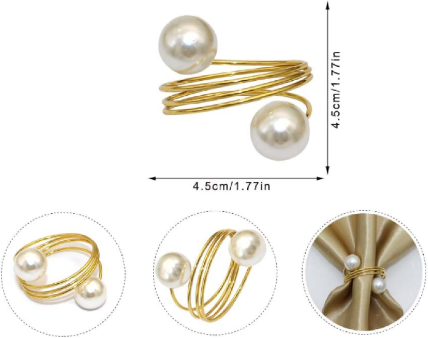 Bulk 10 Pcs Elegant Spiral Faux Pearl Napkin Rings - Perfect for Weddings and Party Table Decor Wholesale
