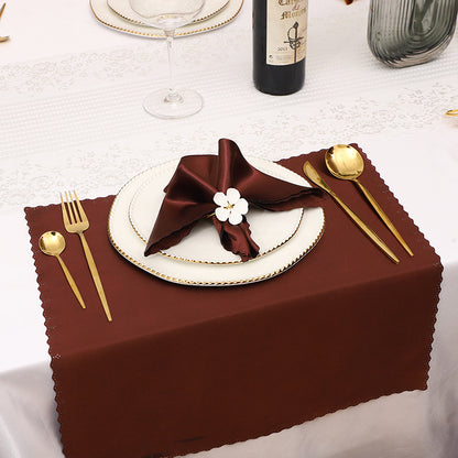 Bulk 2 pcs Satin Hollow Lace Napkins Restaurant Wedding Party Dinner Decoration Wholesale