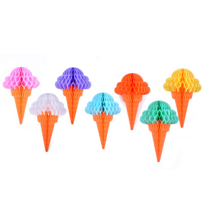 Bulk 10 Pcs Ice Cream Honeycomb Ball Backdrop Streamers Perfect for Birthday Parties Holiday Celebrations Hawaiian Weddings and Summer Decor Wholesale