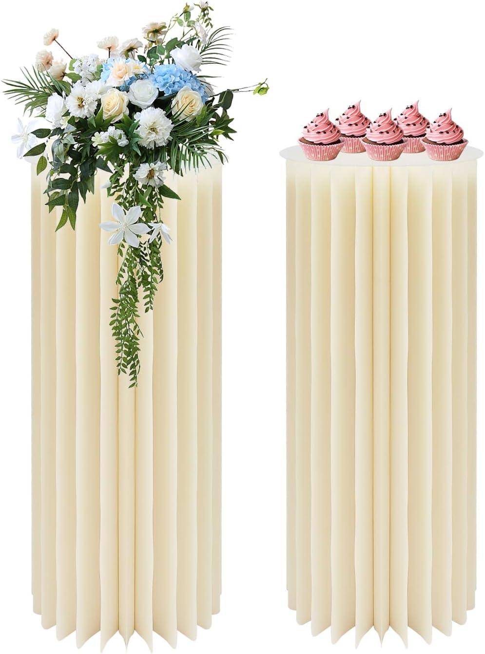 Bulk 2 Pack 40 Inch Tall Foldable Cardboard Centerpiece Display Round Floral Stand for Weddings Events Party Decoration Cardboard Vases Wholesale