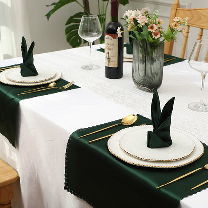 Bulk 2 pcs Satin Hollow Lace Napkins Restaurant Wedding Party Dinner Decoration Wholesale