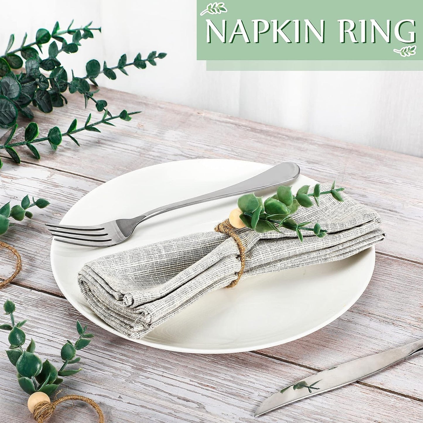 Bulk 2 Pcs Rustic Eucalyptus Napkin Rings Spring Summer Family Dinner Wedding Party Table Decoration Wholesale
