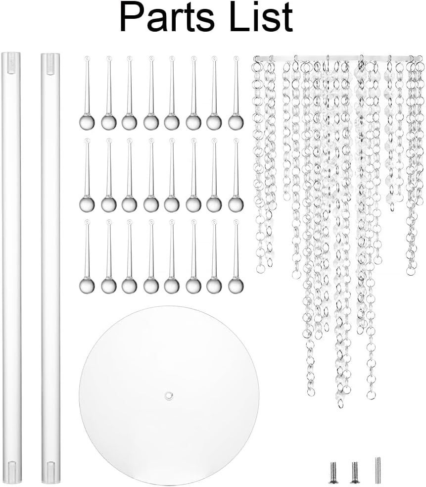 Bulk Set of 2 Elegant 23.6 Inch Acrylic Wedding Centerpiece Vases with Crystal Chandeliers Clear Flower Stands for Table Decorations at Weddings Parties and Home Events Wholesale