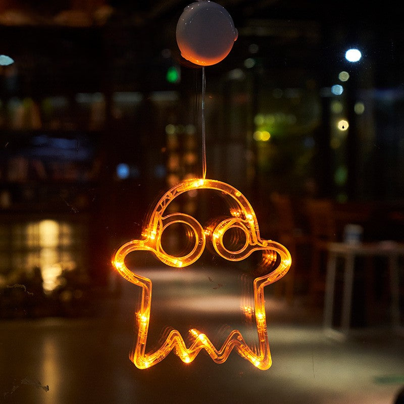 Bulk Halloween Decor LED Pumpkin String Lights with Suction Cups Spooky Ghost Lanterns and Spider Web Hanging Lights Wholesale