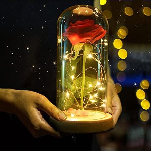 Bulk Eternal Artificial Rose with LED Light in Glass Dome Gift for Women Mom Birthday Valentine's Day and Thanksgiving Wholesale