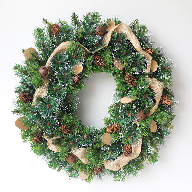 Christmas Burlap Bell Wreath 24 Inch Decorative Holiday Door Hanging