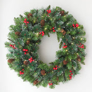 Christmas Red Pine Cone Wreath 24 Inch Artificial Cone Holiday Decor