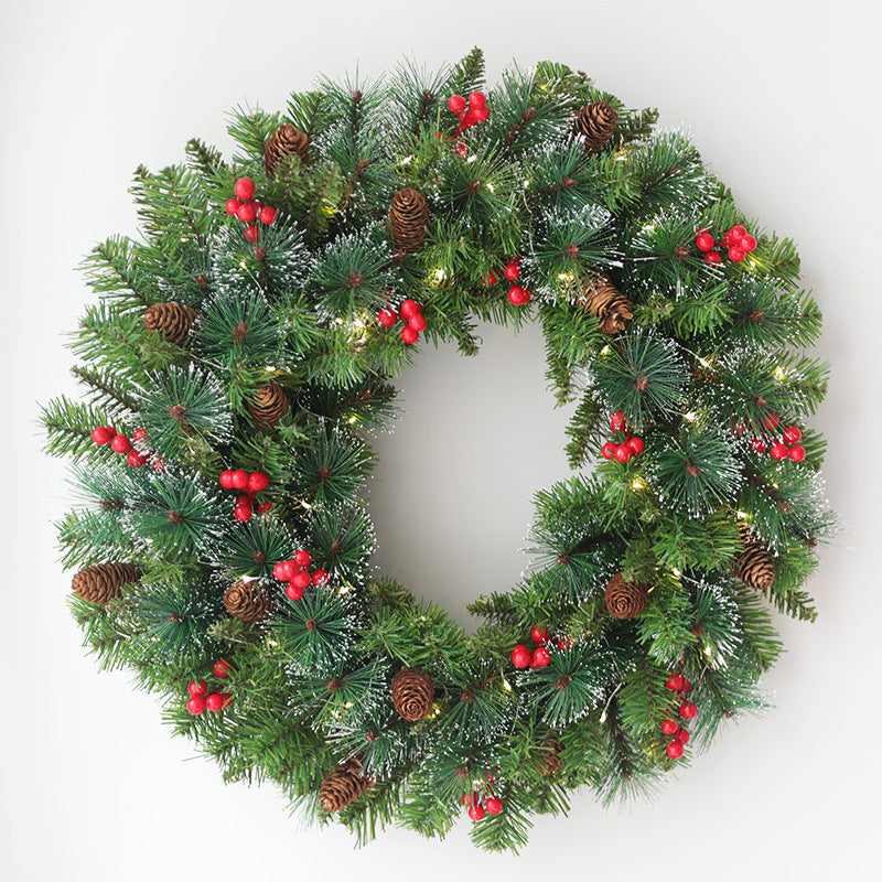 Christmas Red Pine Cone Wreath 24 Inch Artificial Cone Holiday Decor