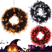 Artificial Rattan Vine Wreath with Pumpkin Skull Ghost Design for Halloween Party Decor