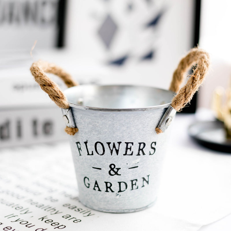 Metal Flower Bucket Pot 1 Pc Retro Country Style Decorative Letter Design
