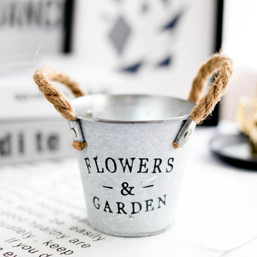 Metal Flower Bucket Pot 1 Pc Retro Country Style Decorative Letter Design