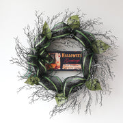 Halloween Black Mesh Wreath 20 Inch Artificial Decorative Door Wreath