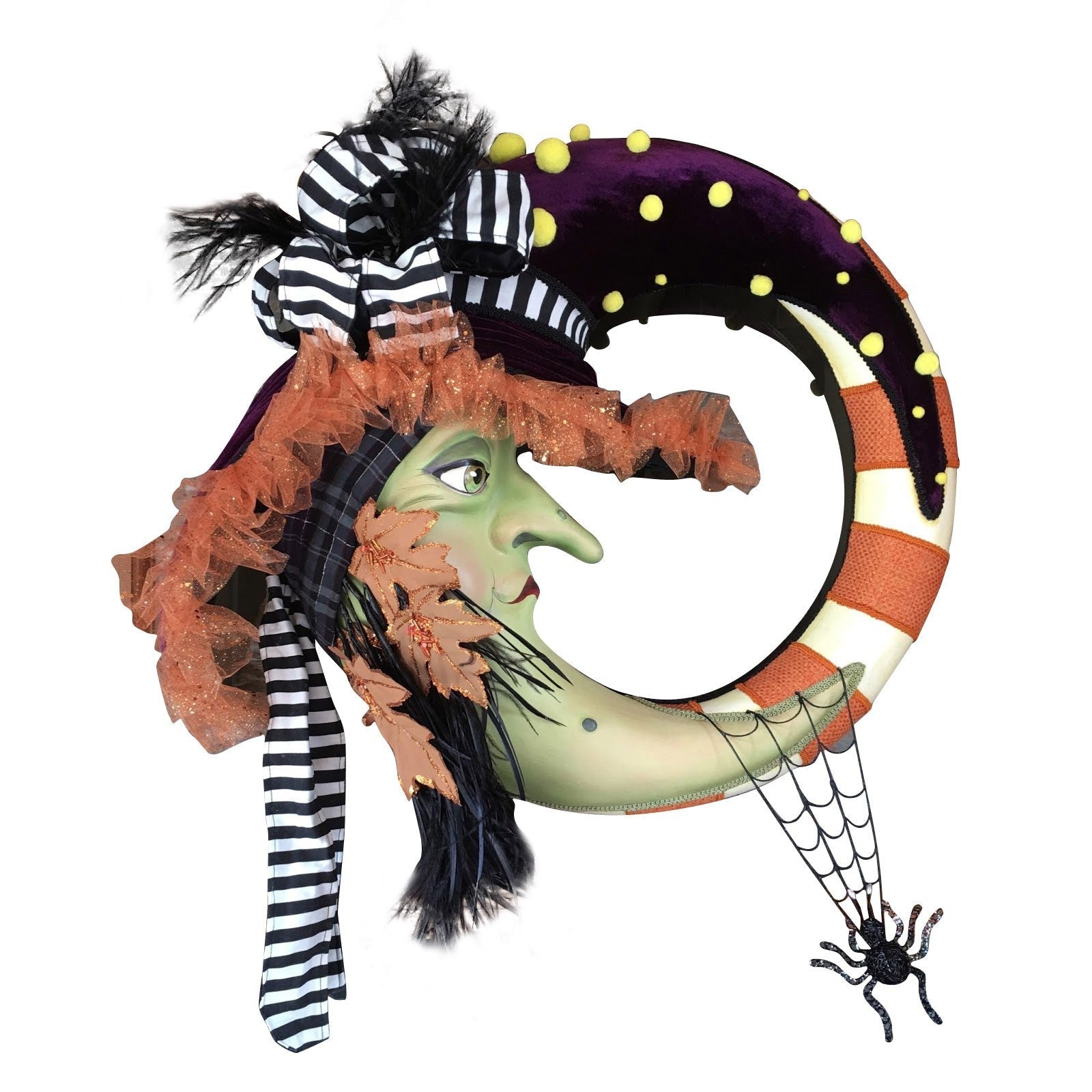 Halloween Witch Moon Wreath 16 Inch Artificial Decorative Wreath