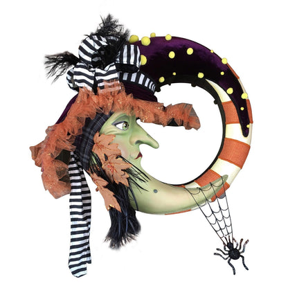 Halloween Witch Moon Wreath 16 Inch Artificial Decorative Wreath