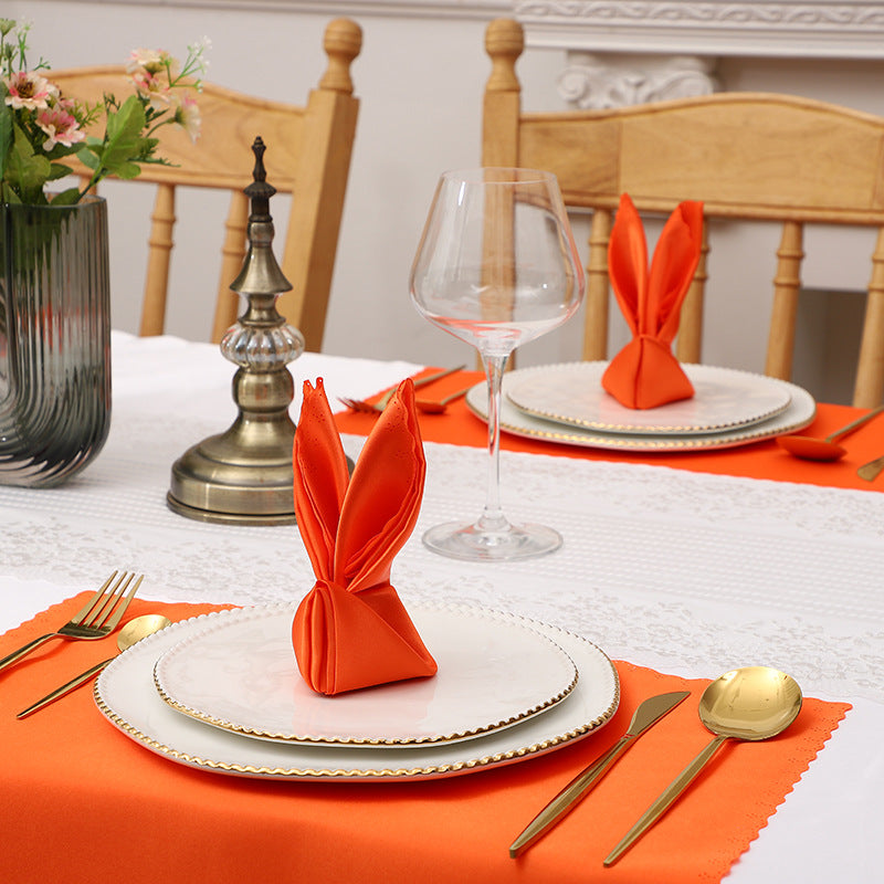 Bulk 2 pcs Satin Hollow Lace Napkins Restaurant Wedding Party Dinner Decoration Wholesale