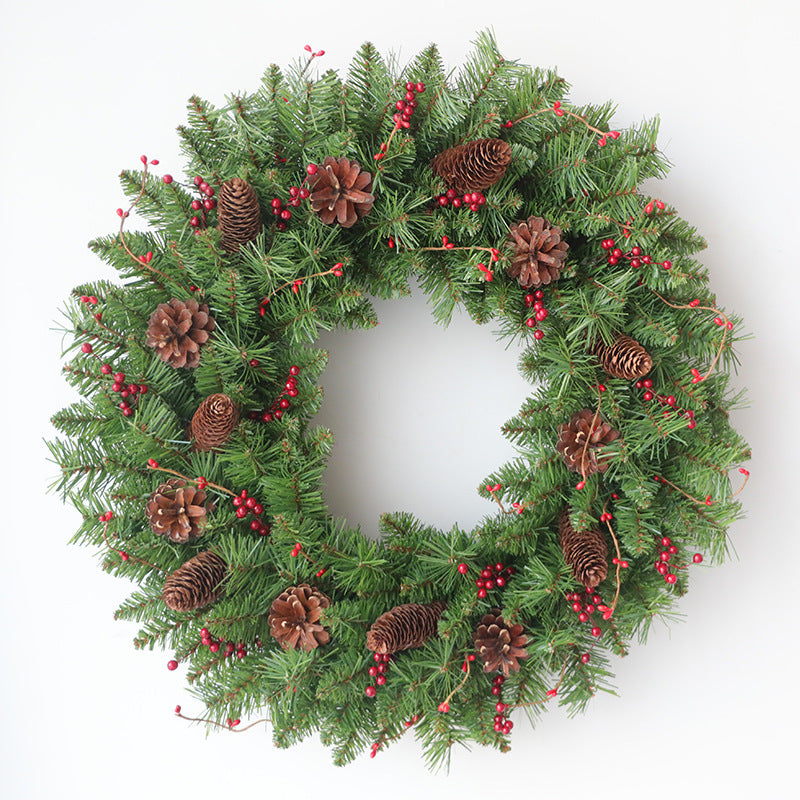 Christmas Pine Cone Berry Wreath 24 Inch Artificial Holiday Decoration