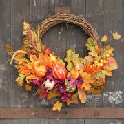 18 Inch Autumn Harvest Pumpkin and Berries Wreath 1 Pc Artificial Thanksgiving Decor