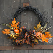 20 Inch Black Foam Pumpkin Berry Wreath Halloween Bulk Wholesale Artificial Decor