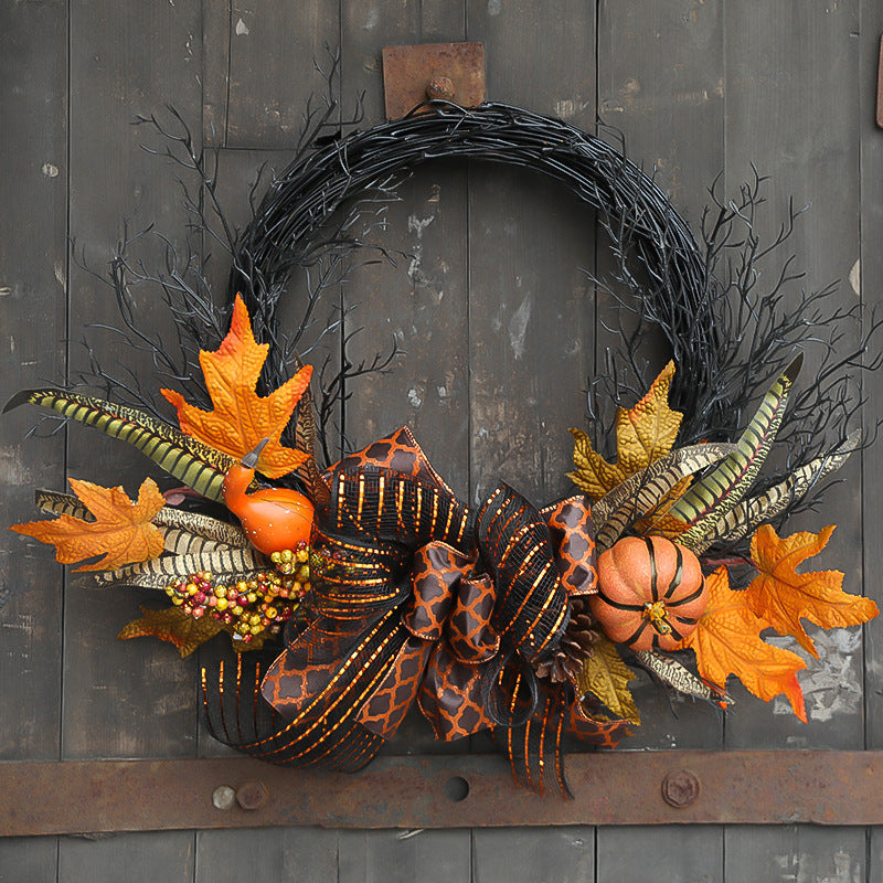20 Inch Black Foam Pumpkin Berry Wreath Halloween Bulk Wholesale Artificial Decor