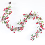 Artificial Christmas Red Fruit Rattan Garland 71 Inch Length
