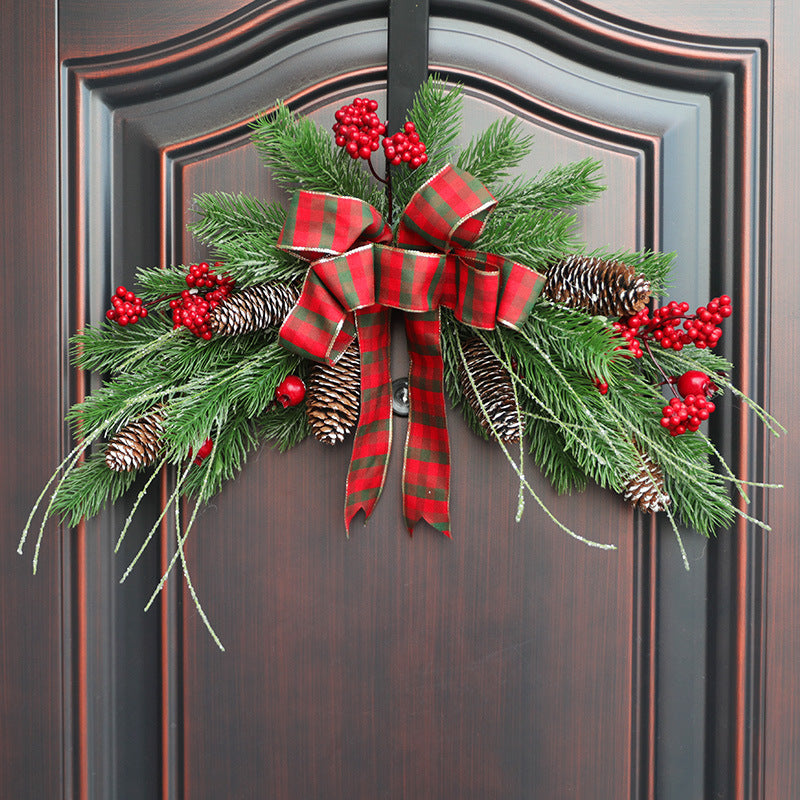 Christmas Horns Vine Wreath 24 Inch Front Door Artificial Holiday Decoration