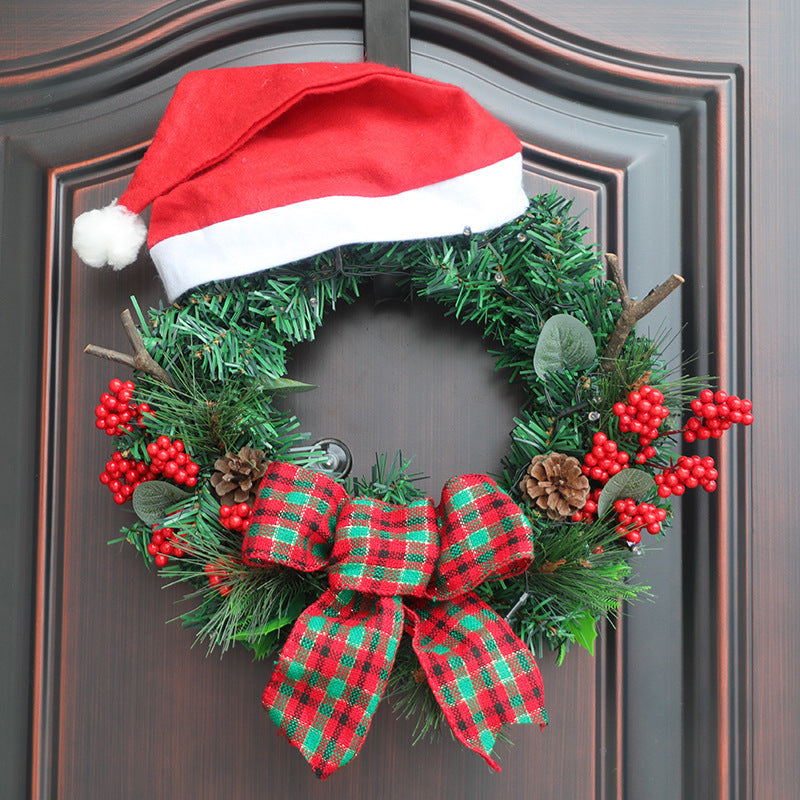 Christmas Wreath 12 Inch Red Foam Berries Pine Cones Artificial PE Leaves