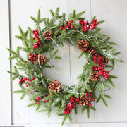 Christmas Pineapple Wreath 24 Inch Artificial American Pine Needle Holiday Decor