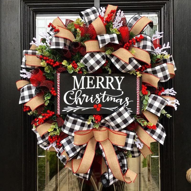 Artificial Christmas Fruit Bow Wreath with Red Berries, 10/15/18 Inch, Decorative Holiday Accent