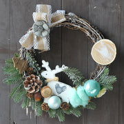 Handmade Christmas Rabbit Wreath 12 Inch Artificial Decorative Holiday Door Accent
