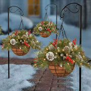 Artificial Christmas Hanging Basket with Frosted Berries, Bulk DIY Decoration, Artificial Material