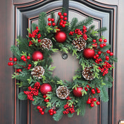 Artificial Foam Pine Cone Wreath 20 Inch Red Christmas Decor