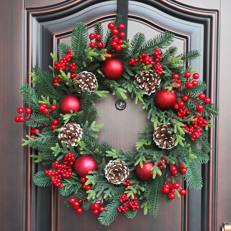 Artificial Foam Pine Cone Wreath 20 Inch Red Christmas Decor