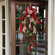 Christmas Red Fruit Teardrop Wreath 24 Inch and 35 Inch Artificial Front Door Decor