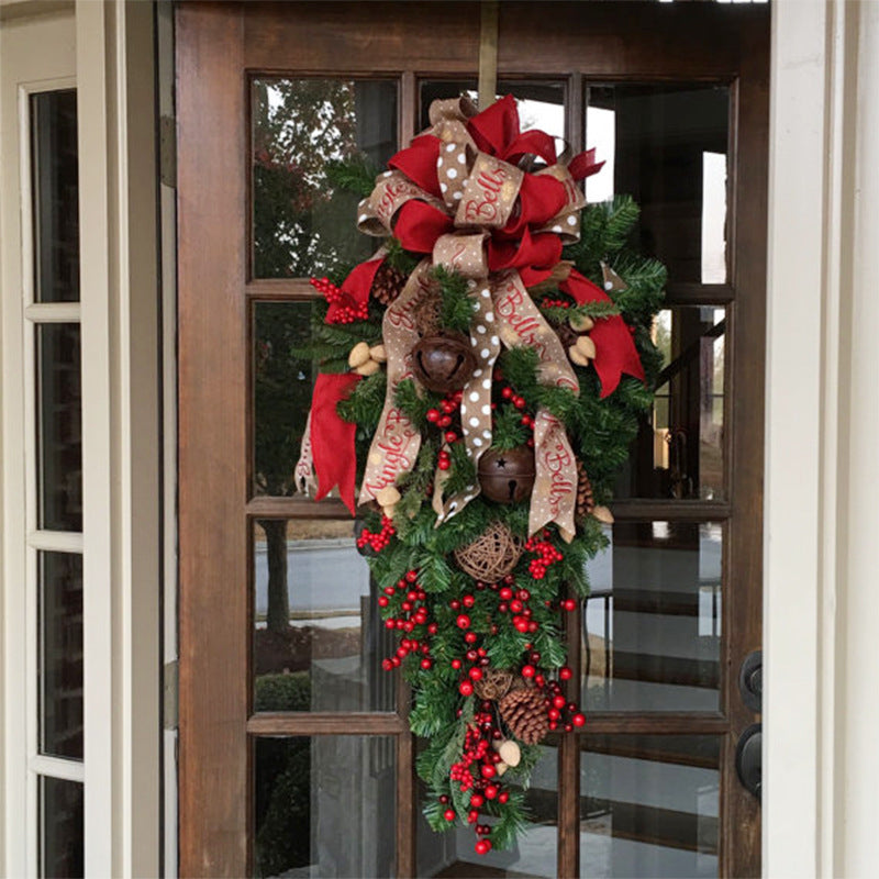 Christmas Red Fruit Teardrop Wreath 24 Inch and 35 Inch Artificial Front Door Decor