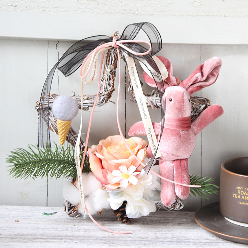Christmas Pentagram Rabbit Wreath 12 Inch Artificial Holiday Decoration